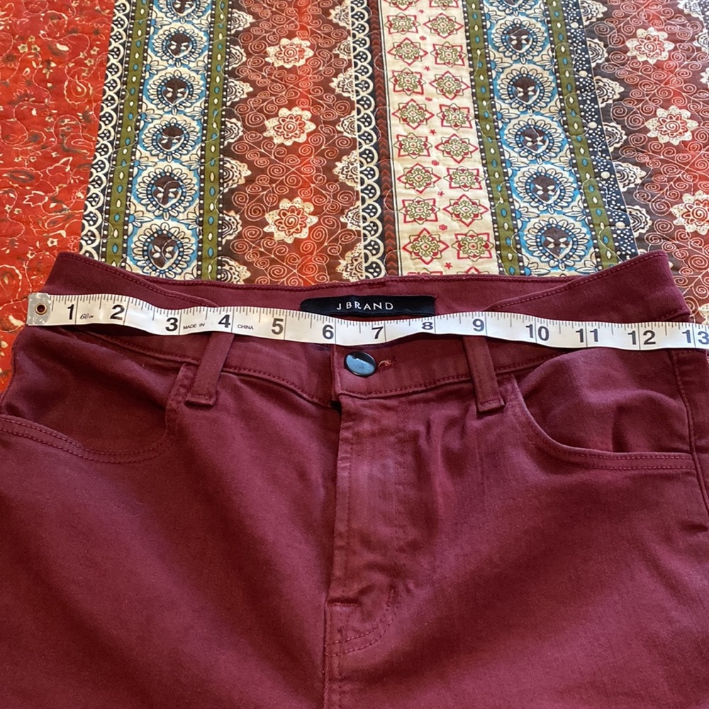 J brand burgundy stretchy jeans with ankle slits - Picture 3 of 6
